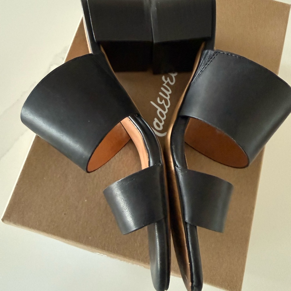 Madewell Kiera Black Leather Block Heel Sandals - Picture 4 of 7